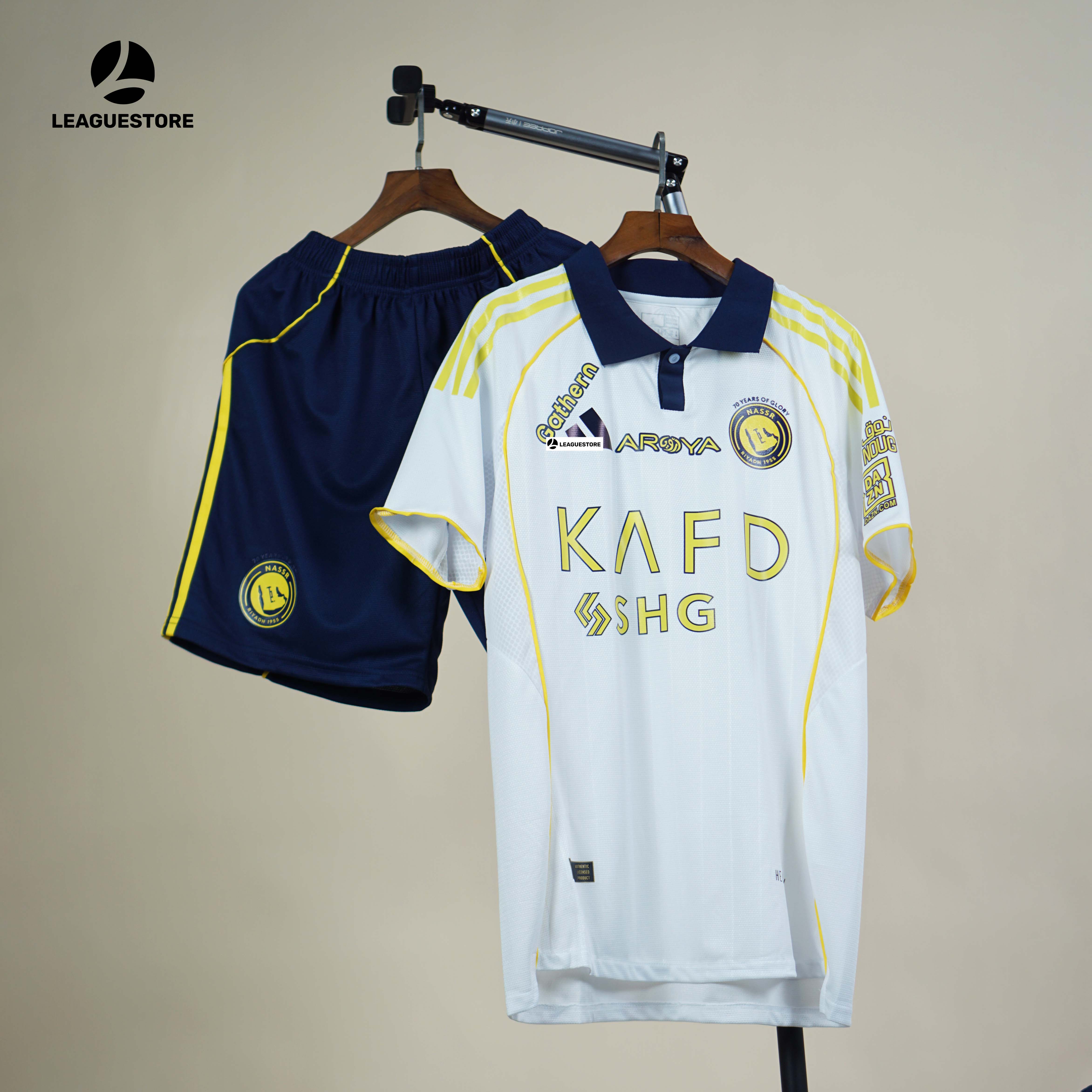 Bộ Quần Áo Đấu Al Nassr Trắng 2025/26 – Bản Fan Cao Cấp – Logo Cao Su Non